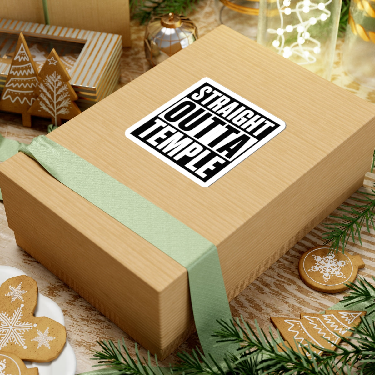 Kiss-Cut Sticker - Straight Outta Temple Black & White Statement Decal