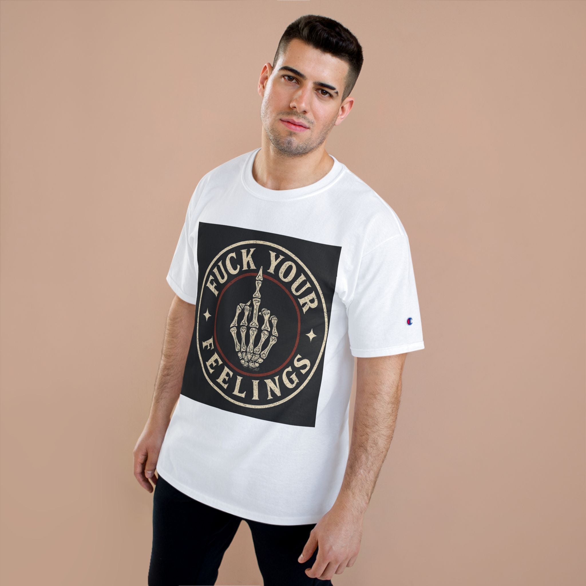 Skull Hand Middle Finger Champion T-Shirt