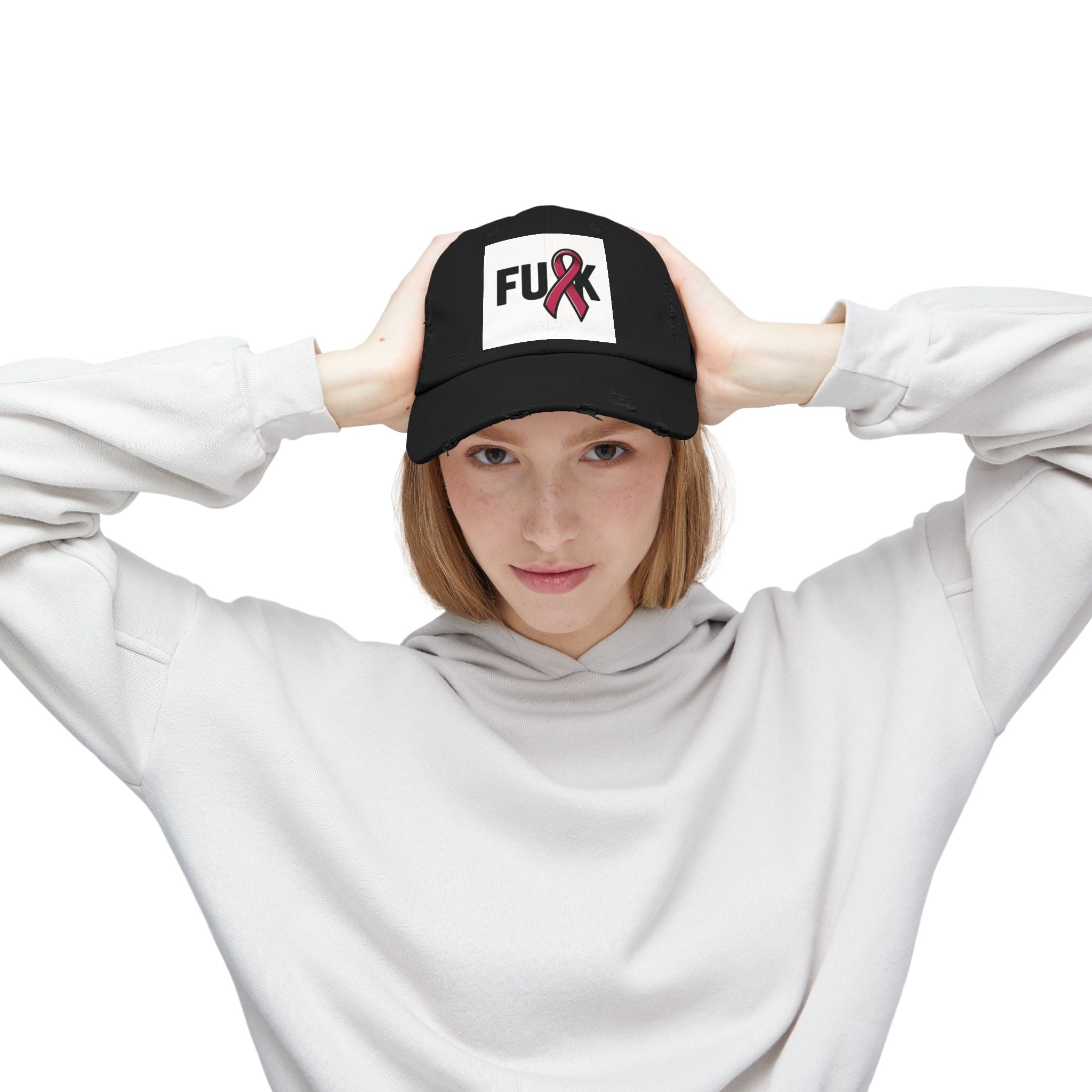Cap - F*ck Breast Cancer Tattered Distressed Design